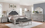 Marilena Gray Velvet/Metallic Gray Wood Queen Panel Bed