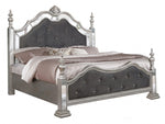 Marilena Gray Velvet/Metallic Gray Wood Cal King Panel Bed