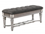 Marilena Gray Velvet/Metallic Gray Wood Bench