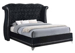 Barzini Black Velvet/Leatherette Cal King Platform Bed (Oversized)