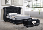 Barzini Black Velvet/Leatherette Cal King Platform Bed (Oversized)