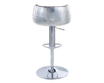 Brancaster Aluminum/Brown Top Grain Leather Adjustable Stool by Acme