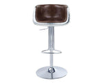 Brancaster Aluminum/Brown Top Grain Leather Adjustable Stool by Acme