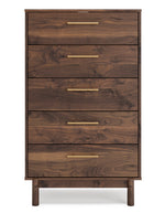 Calverson Mocha Wood 5-Drawer Chest