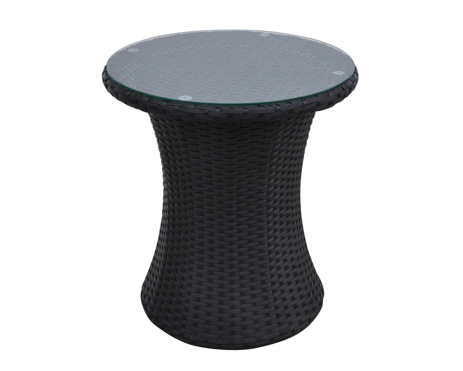 Salena Black Pe Resin Wicker Patio Side Table