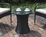 Salena Black Pe Resin Wicker Patio Side Table