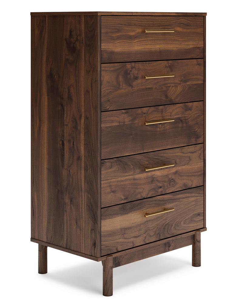 Calverson Mocha Wood 5-Drawer Chest