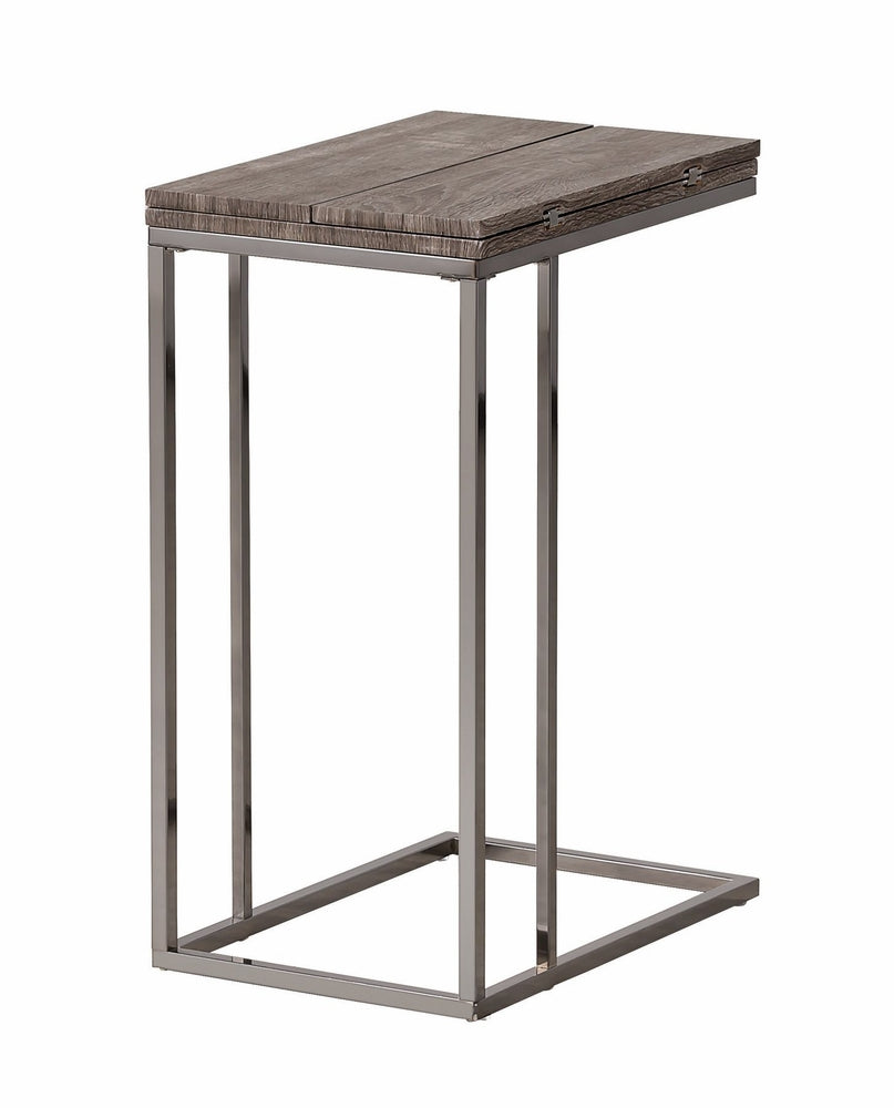 Gina Weathered Gray/Black Nickel Matel Snack Table