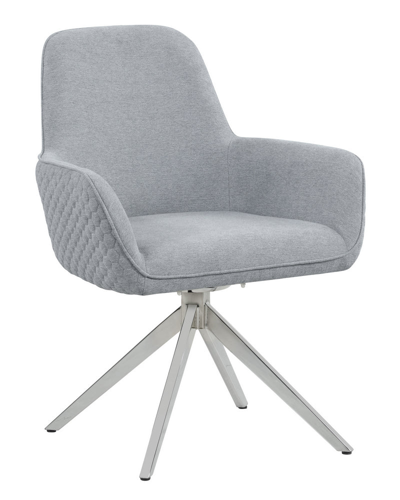 Abby Light Grey Fabric/Chrome Finish Metal Arm Chair