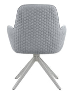 Abby Light Grey Fabric/Chrome Finish Metal Arm Chair