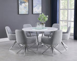 Abby Light Grey Fabric/Chrome Finish Metal Arm Chair