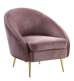 Abey Pink Velvet Chair with Curved & Sloping Armrest