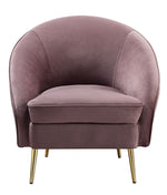 Abey Pink Velvet Chair with Curved & Sloping Armrest