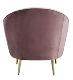 Abey Pink Velvet Chair with Curved & Sloping Armrest