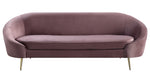 Abey Pink Velvet Sofa with Curved & Sloping Armrest