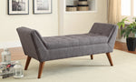 Abreta Grey Fabric/Brown Wood Bench