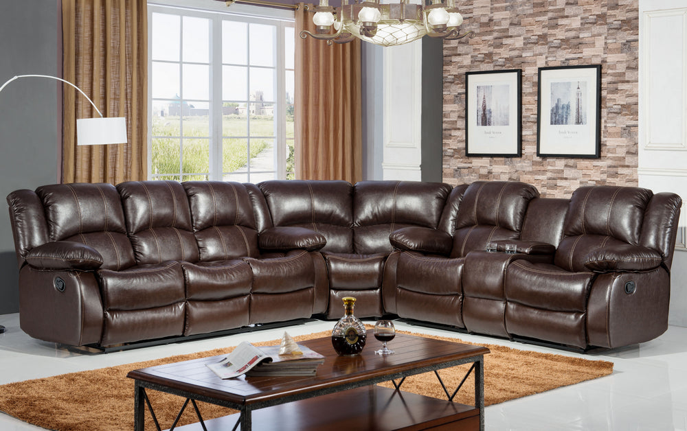 Ada 3-Pc Brown Manual Recliner Sectional