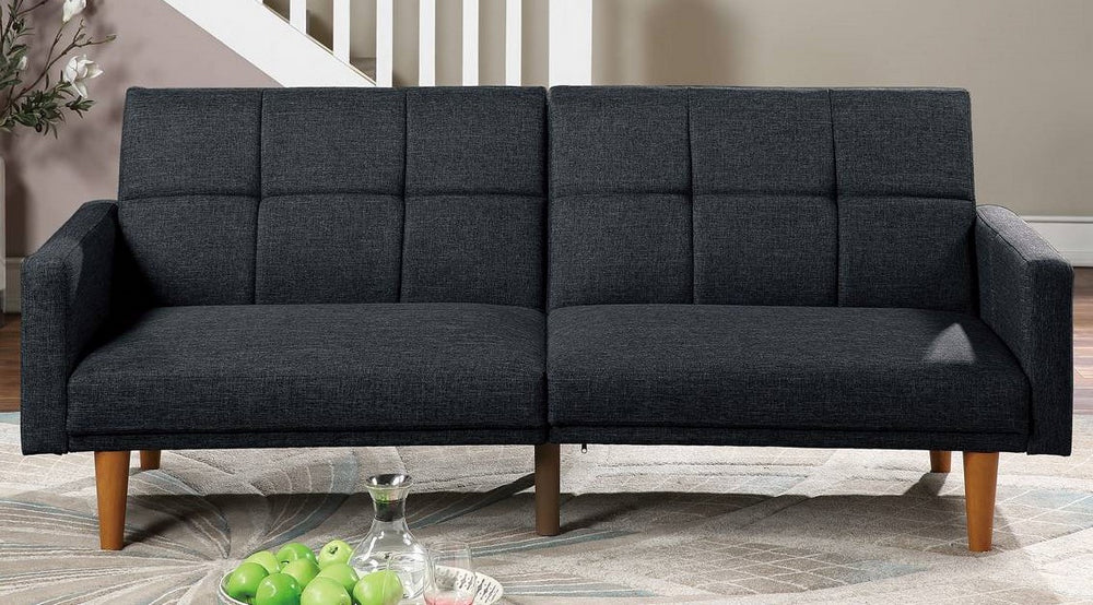 Adalynn Black Linen-Like Fabric Adjustable Sofa