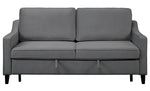 Adelia Dark Gray Velvet Fabric Sofa with Pull-Out Bed