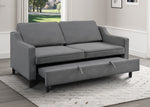 Adelia Dark Gray Velvet Fabric Sofa with Pull-Out Bed