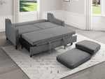 Adelia Dark Gray Velvet Fabric Sofa with Pull-Out Bed