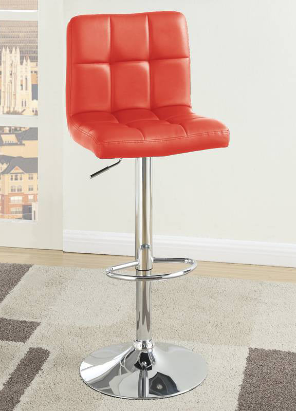 Adelina 2 Red Faux Leather/Metal Adjustable Bar Stools