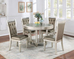 Adelina 2 Warm Gray Leatherette/Champagne Wood Side Chairs