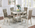 Adelina 5-Pc Champagne Wood/Warm Gray Leatherette Dining Table Set