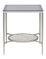 Adelrik Glass/Chrome Metal End Table with Shelf