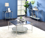 Adelrik Glass/Chrome Metal Sofa Table with Shelf