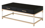 Adiel Black Wood/Gold Metal Coffee Table