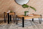 Aegle Natural Mango Wood/Matte Black Metal End Table