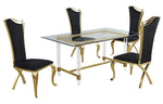 Aenor 5-Pc Black Velvet Dining Table Set