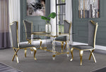 Aenor 5-Pc Dark Gray Velvet Dining Table Set