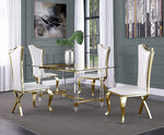 Aenor 5-Pc White Faux Leather Dining Set