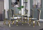 Aenor 7-Pc Dark Gray Velvet Dining Table Set