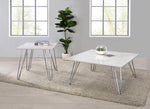 Aerin White Faux Marble/Chrome Finish Metal Coffee Table