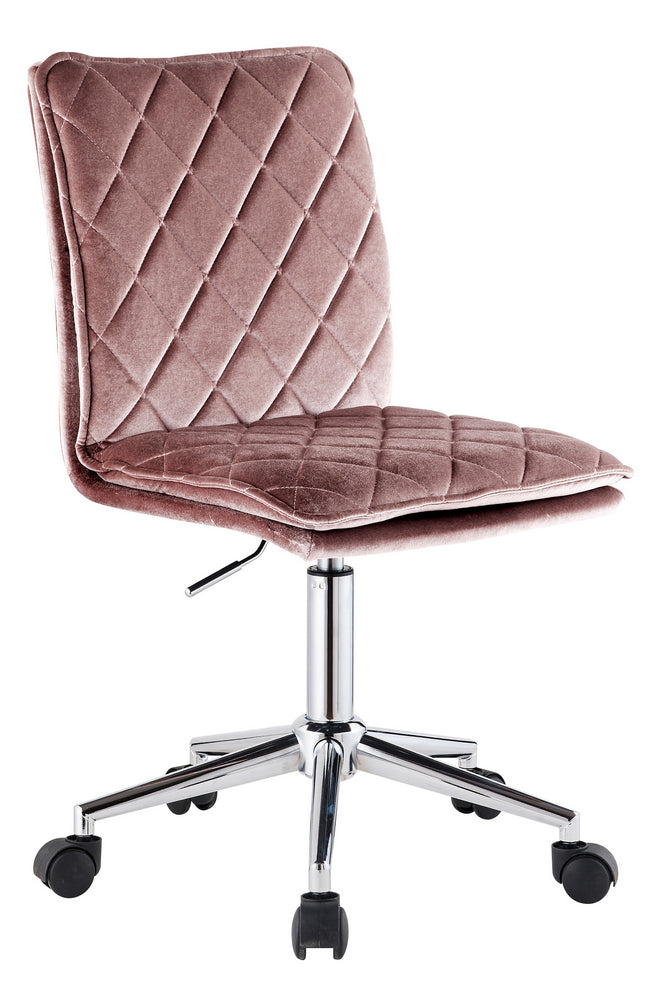 Aestris Pink Velvet/Metal Swivel Office Chair