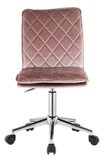 Aestris Pink Velvet/Metal Swivel Office Chair