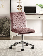 Aestris Pink Velvet/Metal Swivel Office Chair