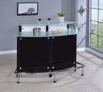 Afina Contemporary Frosted Glass/Black Acrylic Bar Unit