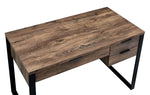 Aflo Weathered Oak Wood/Black Metal 3-Drawer Office Desk