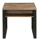 Aflo Weathered Oak Wood/Black Metal End Table with Drawer