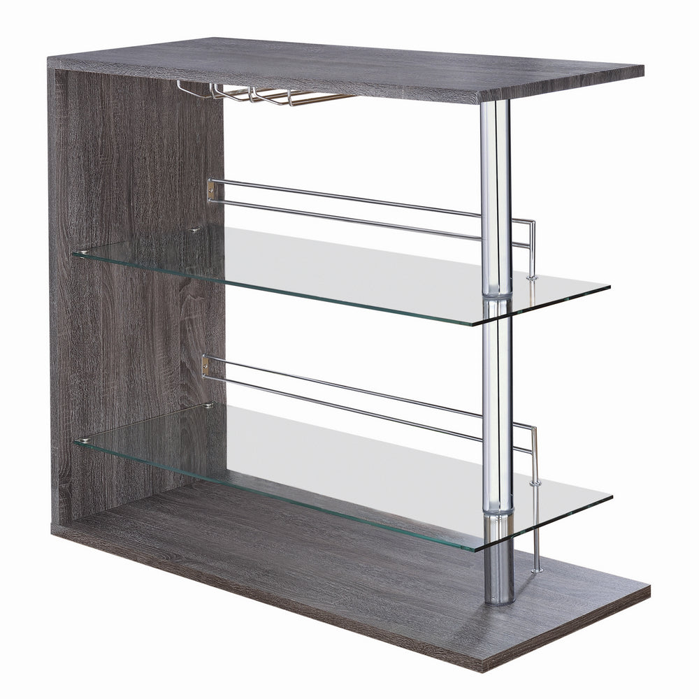 Avra Contemporary Weathered Grey Wood Bar Unit