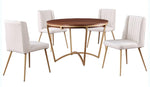 Agata 5-Pc Cream/Brown Dining Table Set