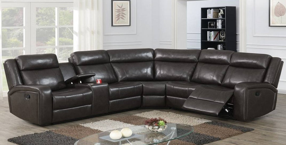 Agatha 3-Pc Dark Brown Manual Recliner Sectional Sofa