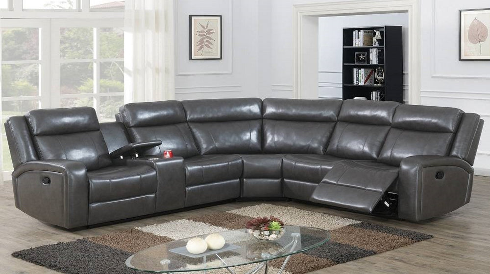 Agatha 3-Pc Grey Leatherette Manual Recliner Sectional Sofa