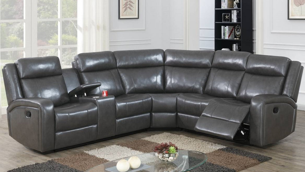 Agatha 3-Pc Grey Leatherette Power Recliner Sectional Sofa