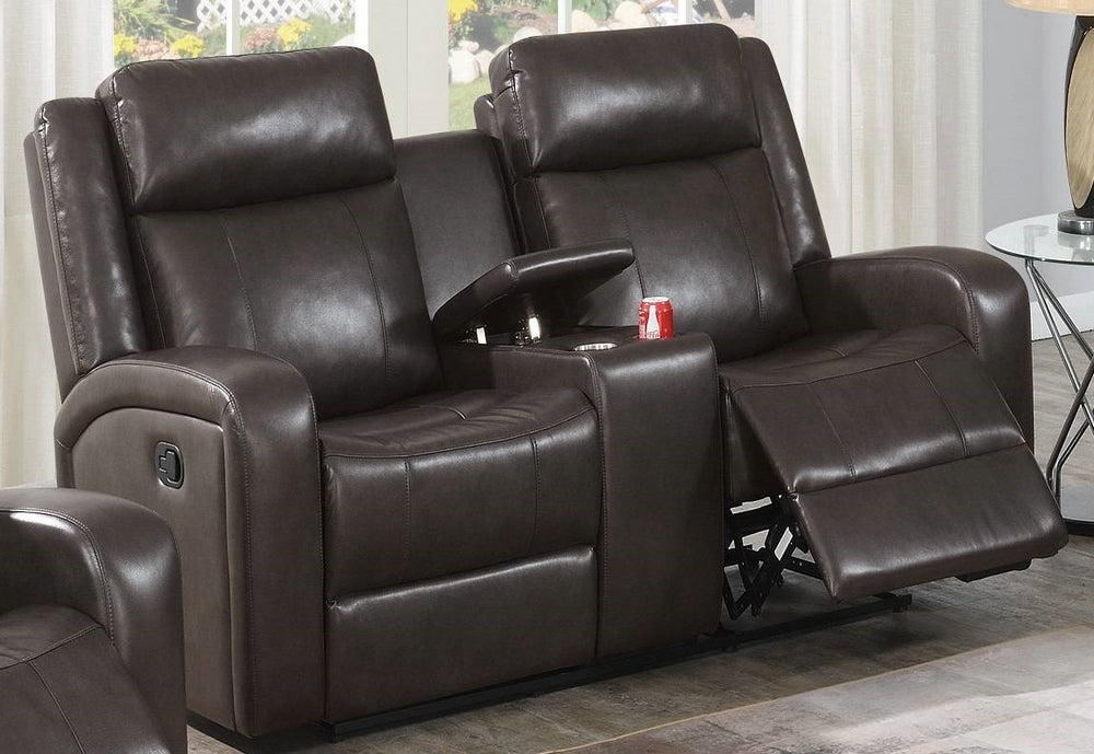 Agatha Dark Brown Gel Leatherette Manual Recliner Loveseat