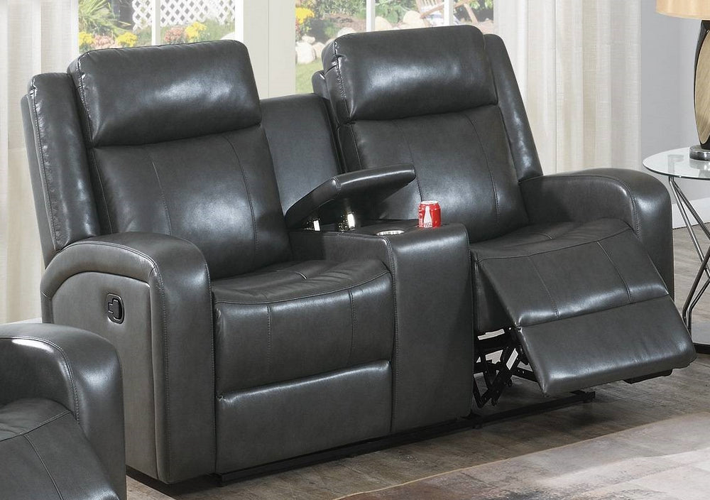 Agatha Grey Gel Leatherette Power Recliner Loveseat